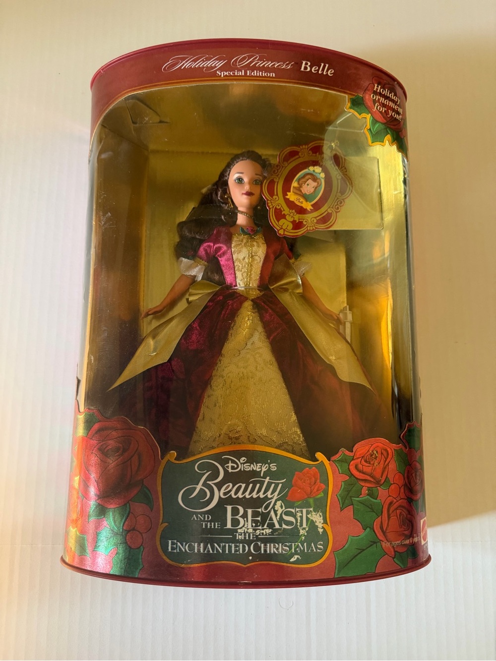 Disney Beauty and the Beast Belle Holiday Doll - Burgundy, Gold & Pink